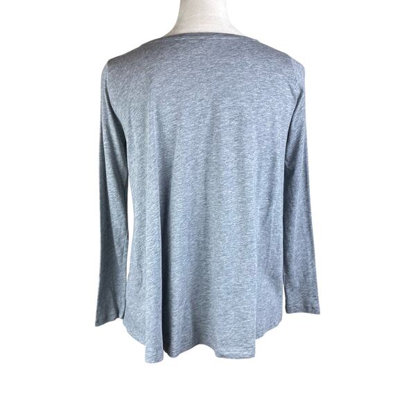 Demylee Heather Gray Long Sleeve Cropped Round Neckline Lightweight Casual Top - Picture 2 of 11
